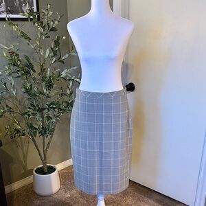 Classic Gray Windowpane Pencil Skirt
